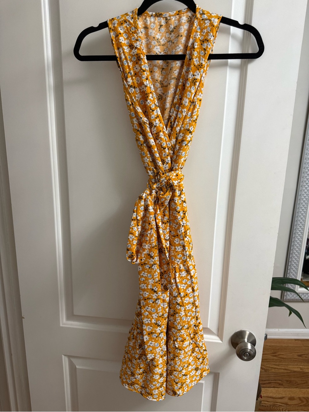 Yellow Floral Wrap Dress